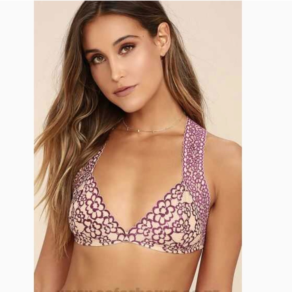 Free People Blush and Magenta Bralette Crossback